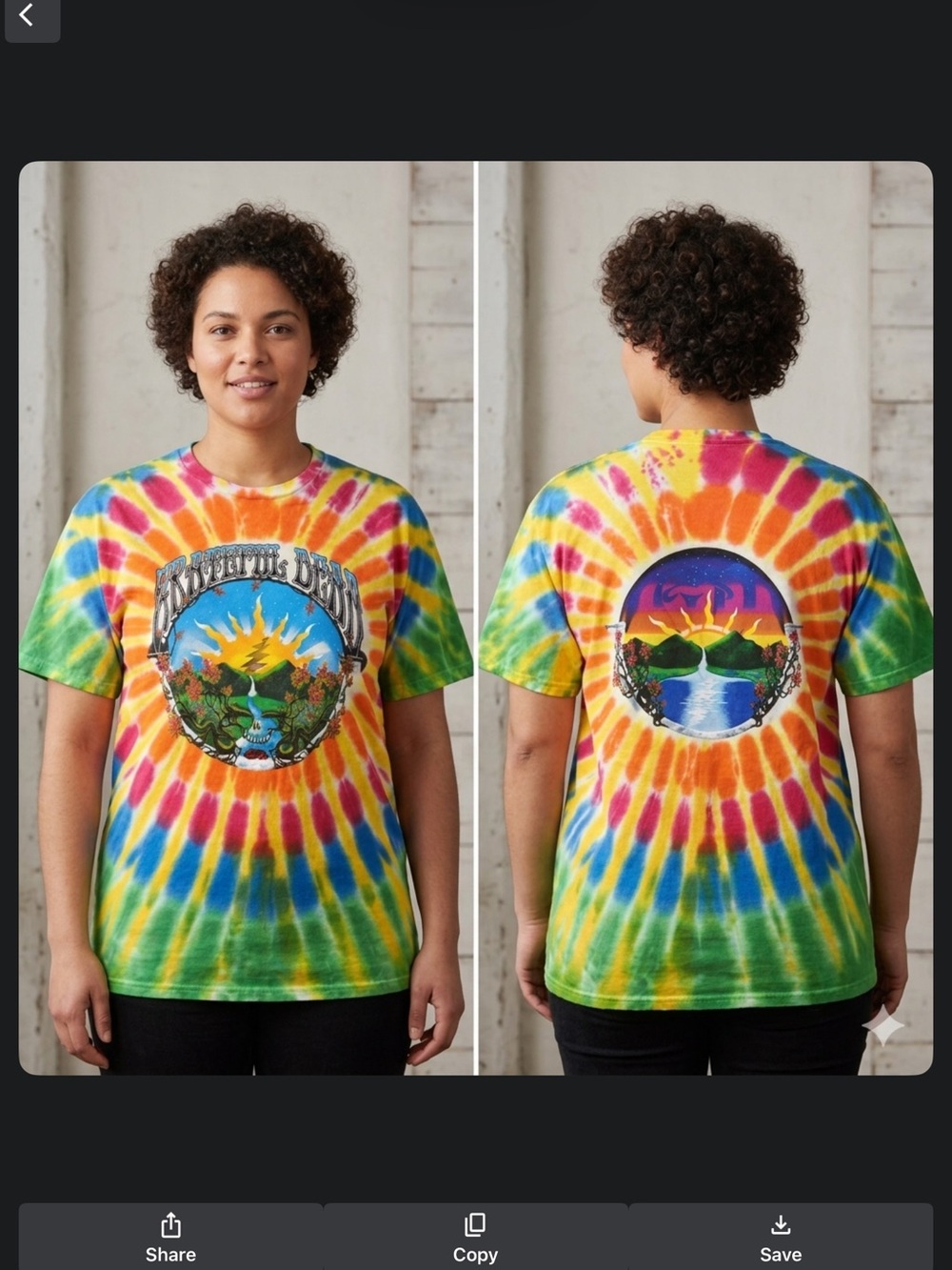 Deadhead Dreams-/ Vibrant Sunburst Grateful Dead Tye Dye Tee XL   A++.